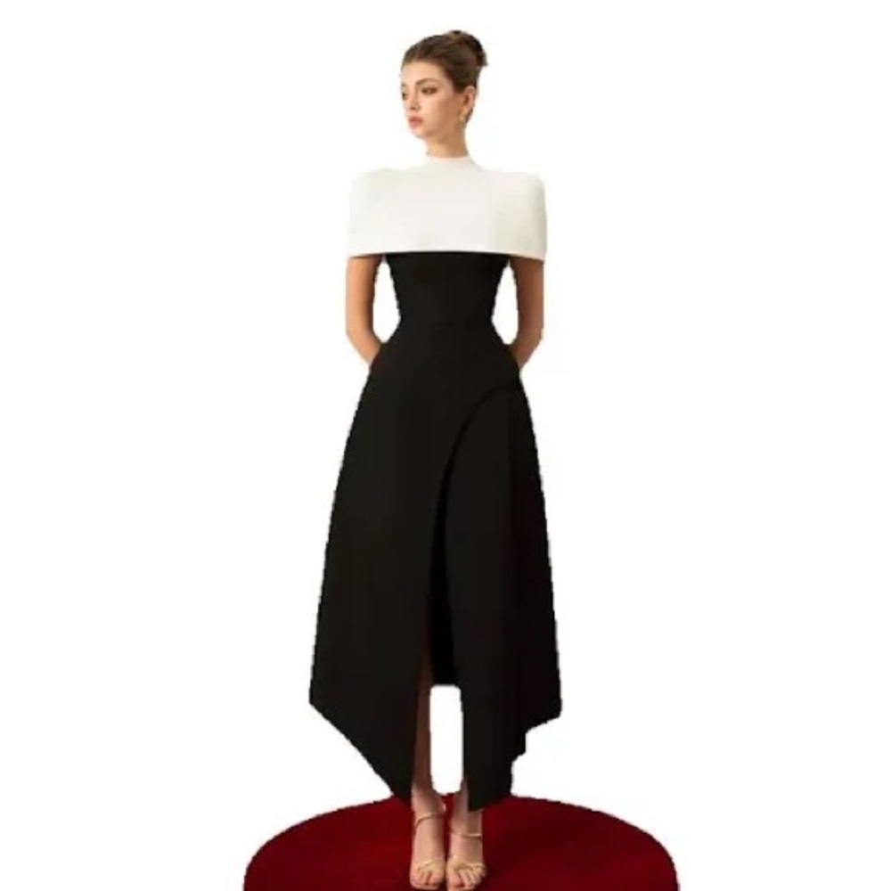 Elegant Black and White Women's Dress
